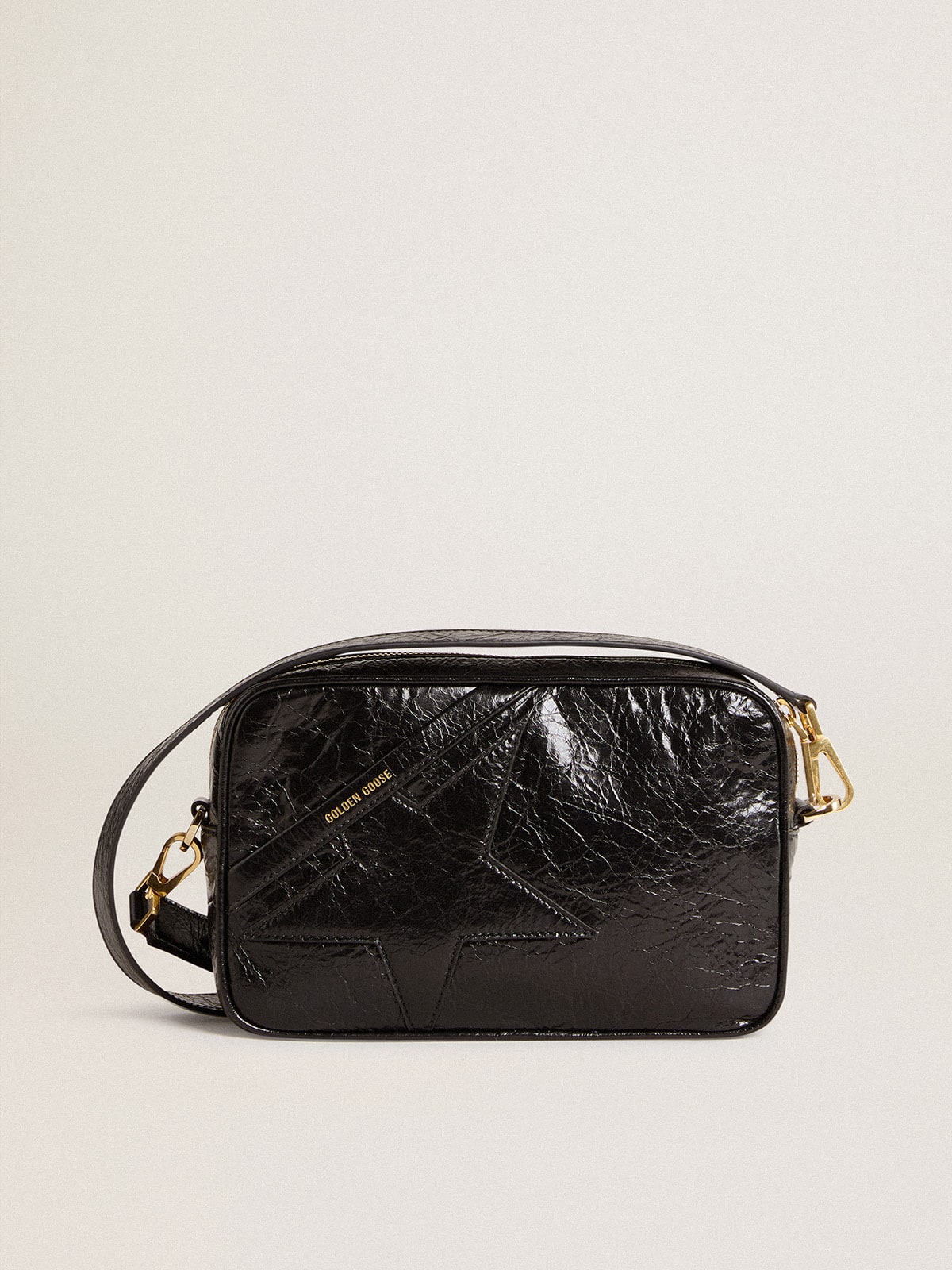 Star Bag in glossy black leather with tone-on-tone star - Golden Goose Women