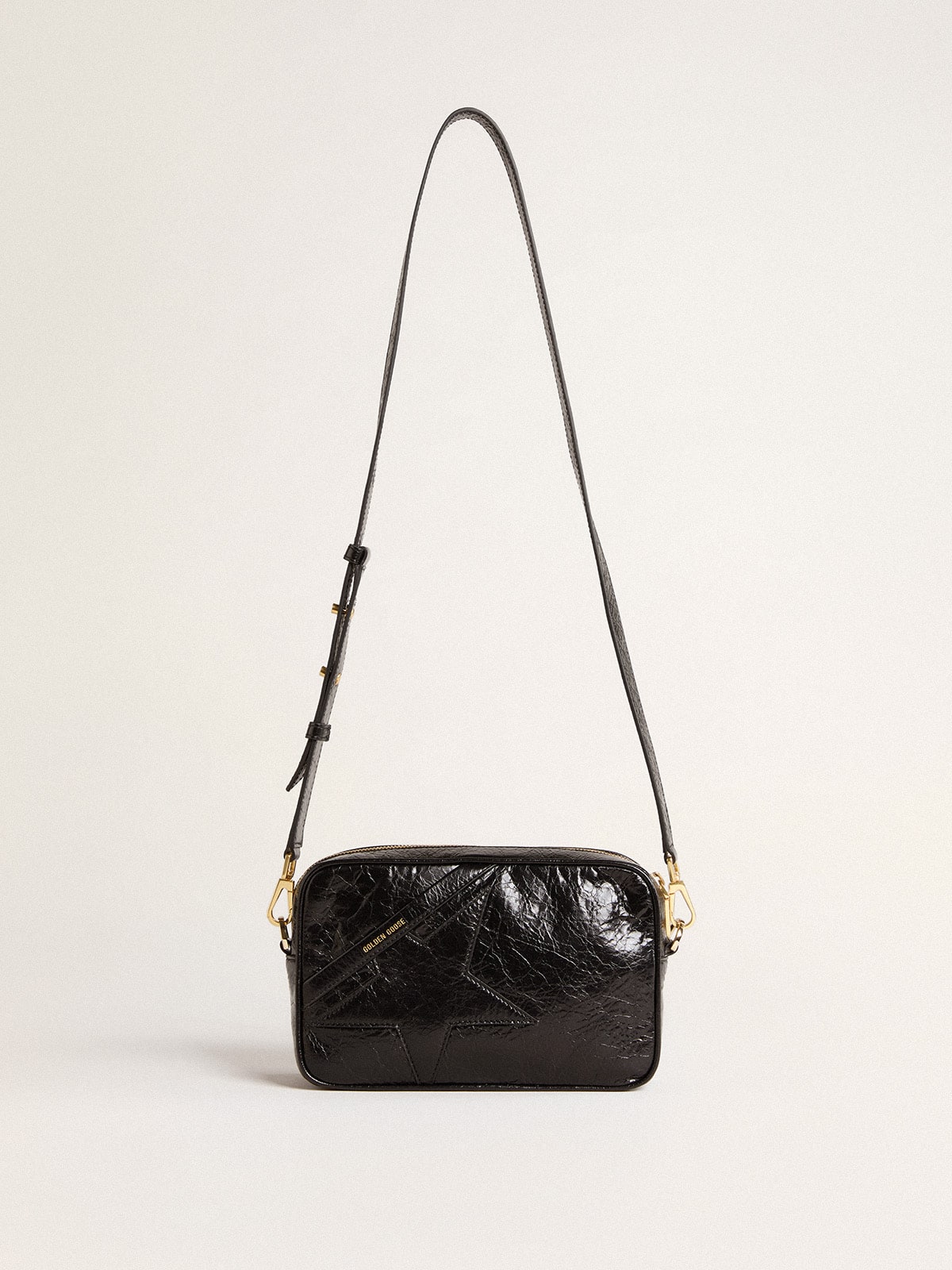 Star Bag in glossy black leather with tone-on-tone star - Golden Goose Women