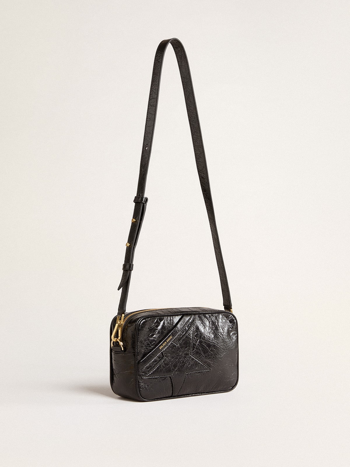 Star Bag in glossy black leather with tone-on-tone star - Golden Goose Women