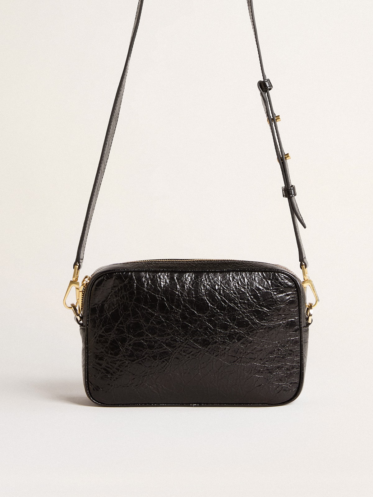 Star Bag in glossy black leather with tone-on-tone star - Golden Goose Women