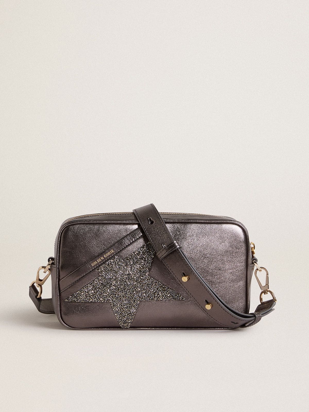Star Bag in gray metallic leather with Swarovski crystal star - Golden Goose Women