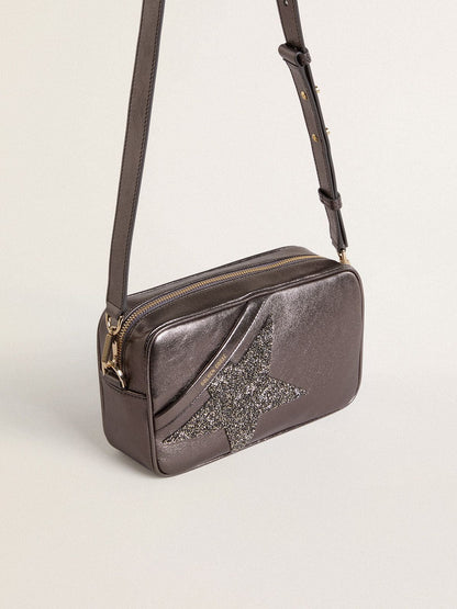 Star Bag in gray metallic leather with Swarovski crystal star - Golden Goose Women
