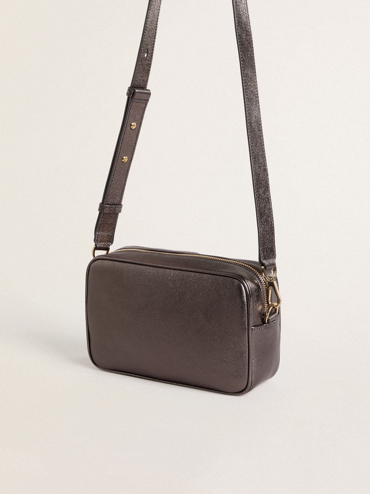 Star Bag in gray metallic leather with Swarovski crystal star - Golden Goose Women