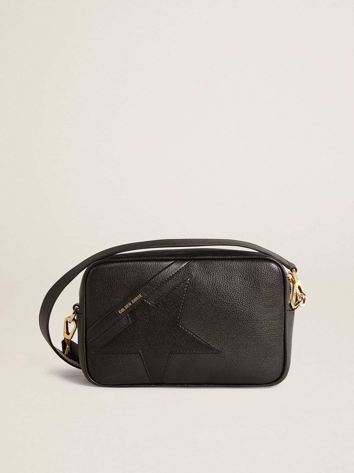 Star Bag in black leather with tone-on-tone star - Golden Goose Women