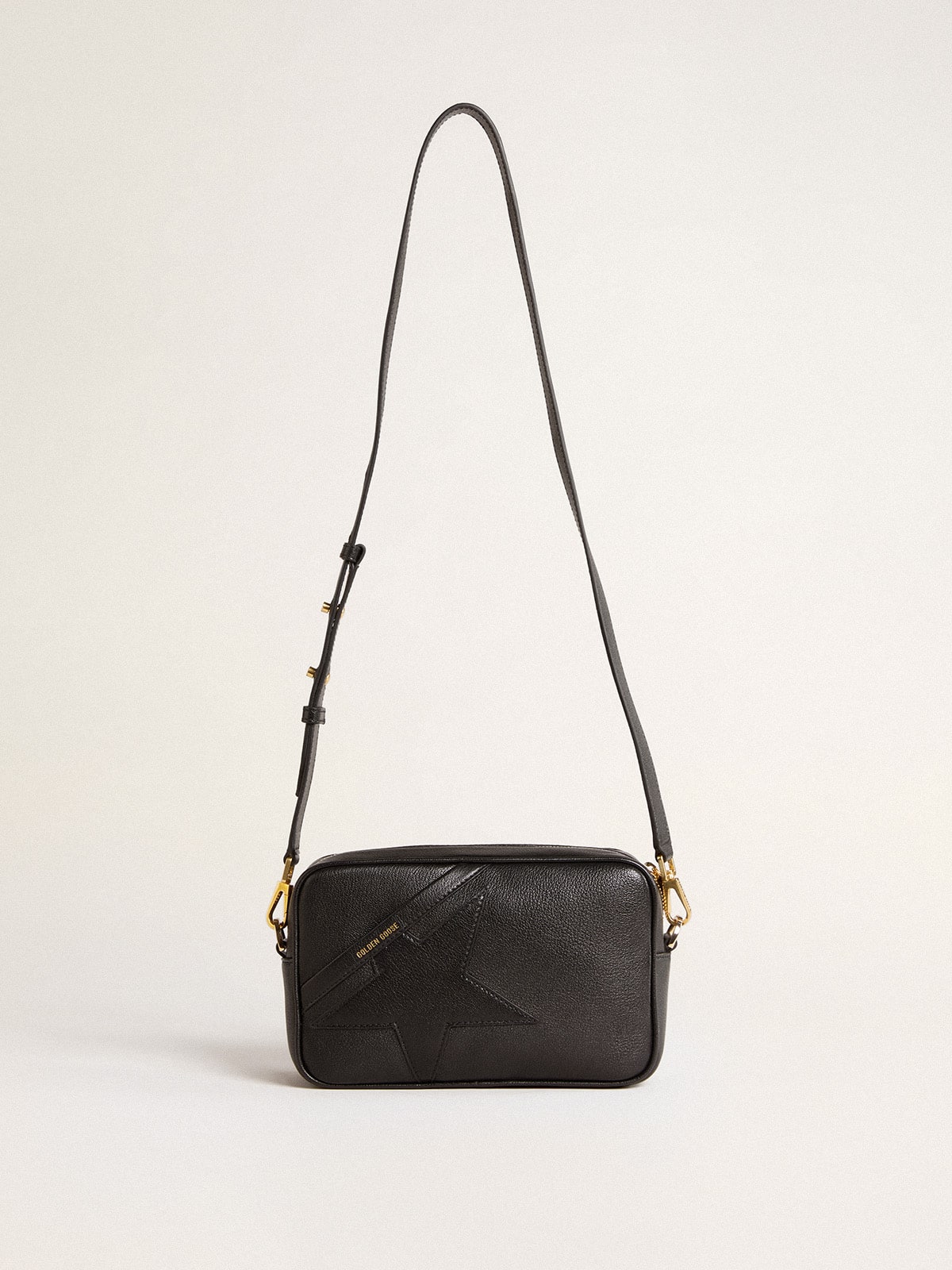 Star Bag in black leather with tone-on-tone star - Golden Goose Women