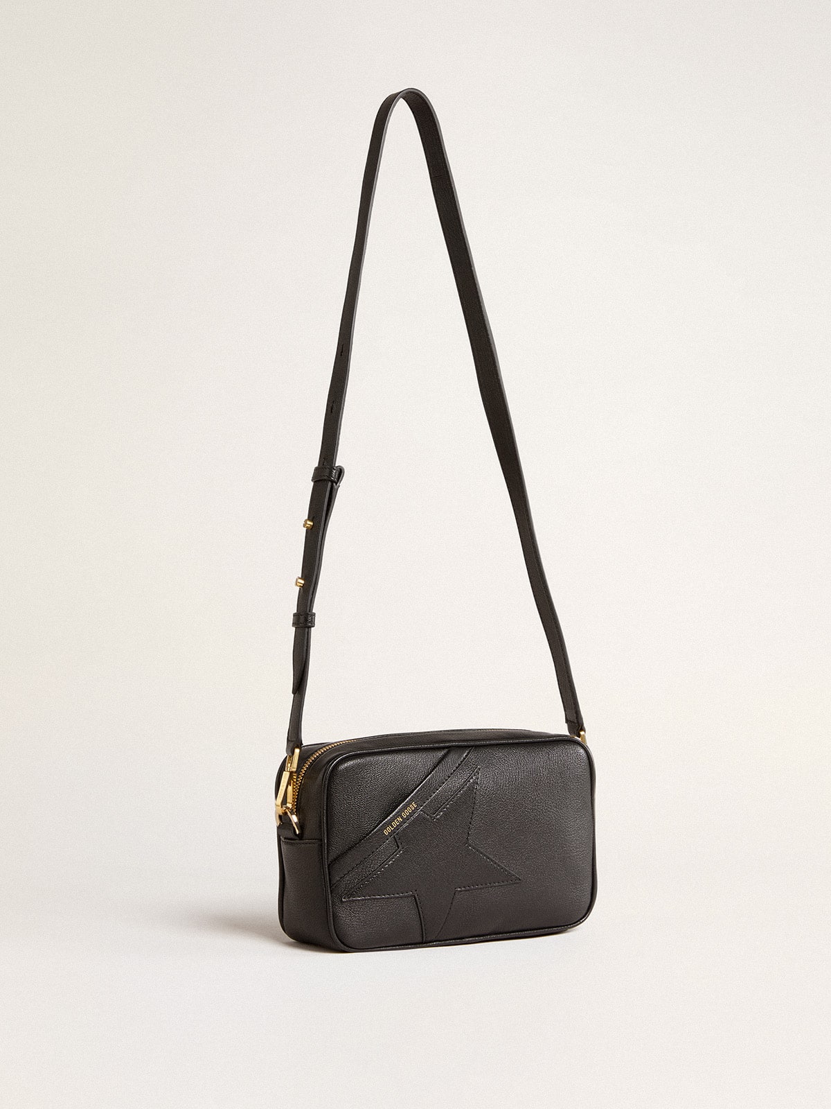 Star Bag in black leather with tone-on-tone star - Golden Goose Women