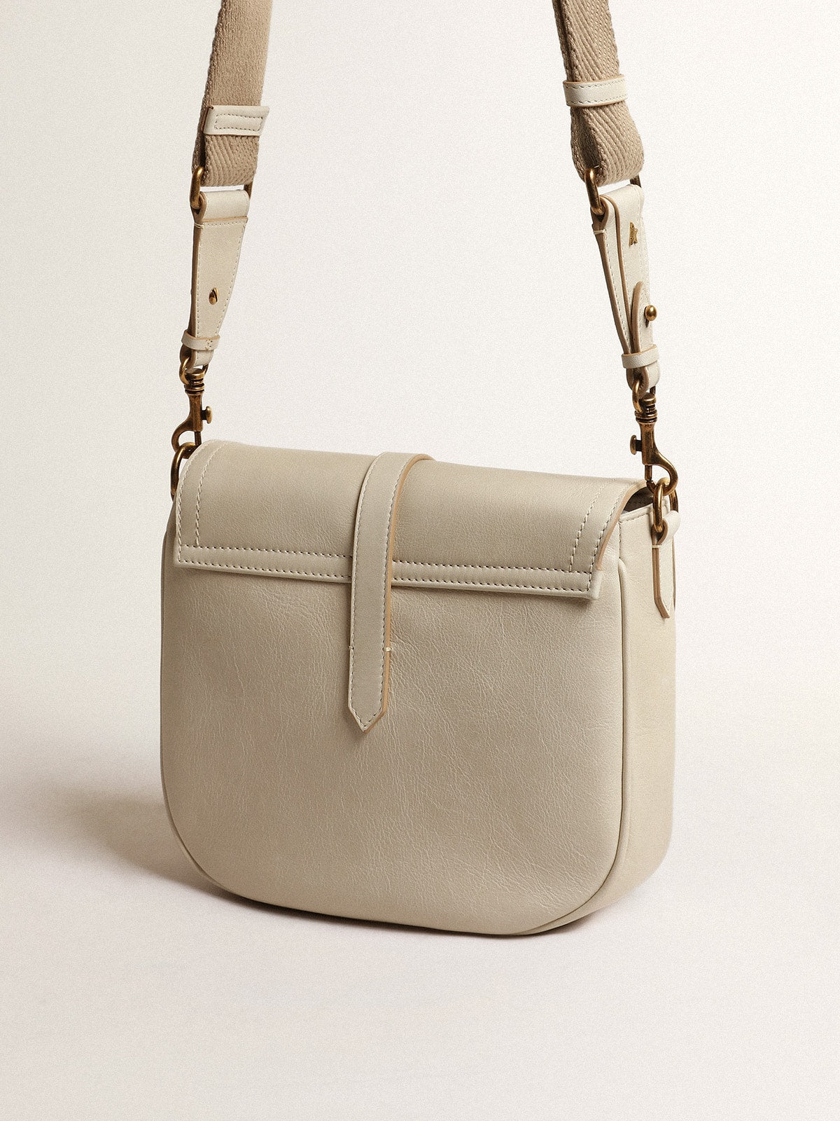 Medium Sally Bag in porcelain leather with buckle and contrasting shoulder strap - Golden Goose Women