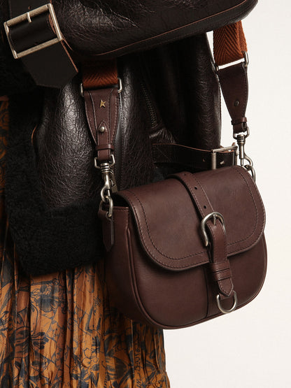 Women's Francis Bag small in dark brown leather - Golden Goose Women
