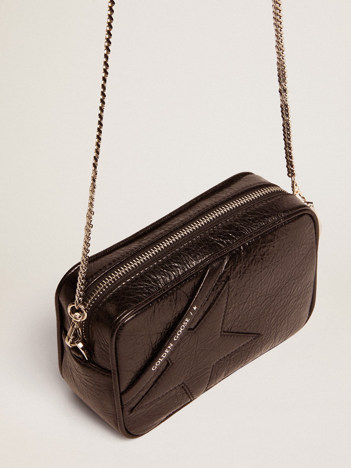 Women's Mini Star Bag in black glossy leather with tone-on-tone star - Golden Goose Women