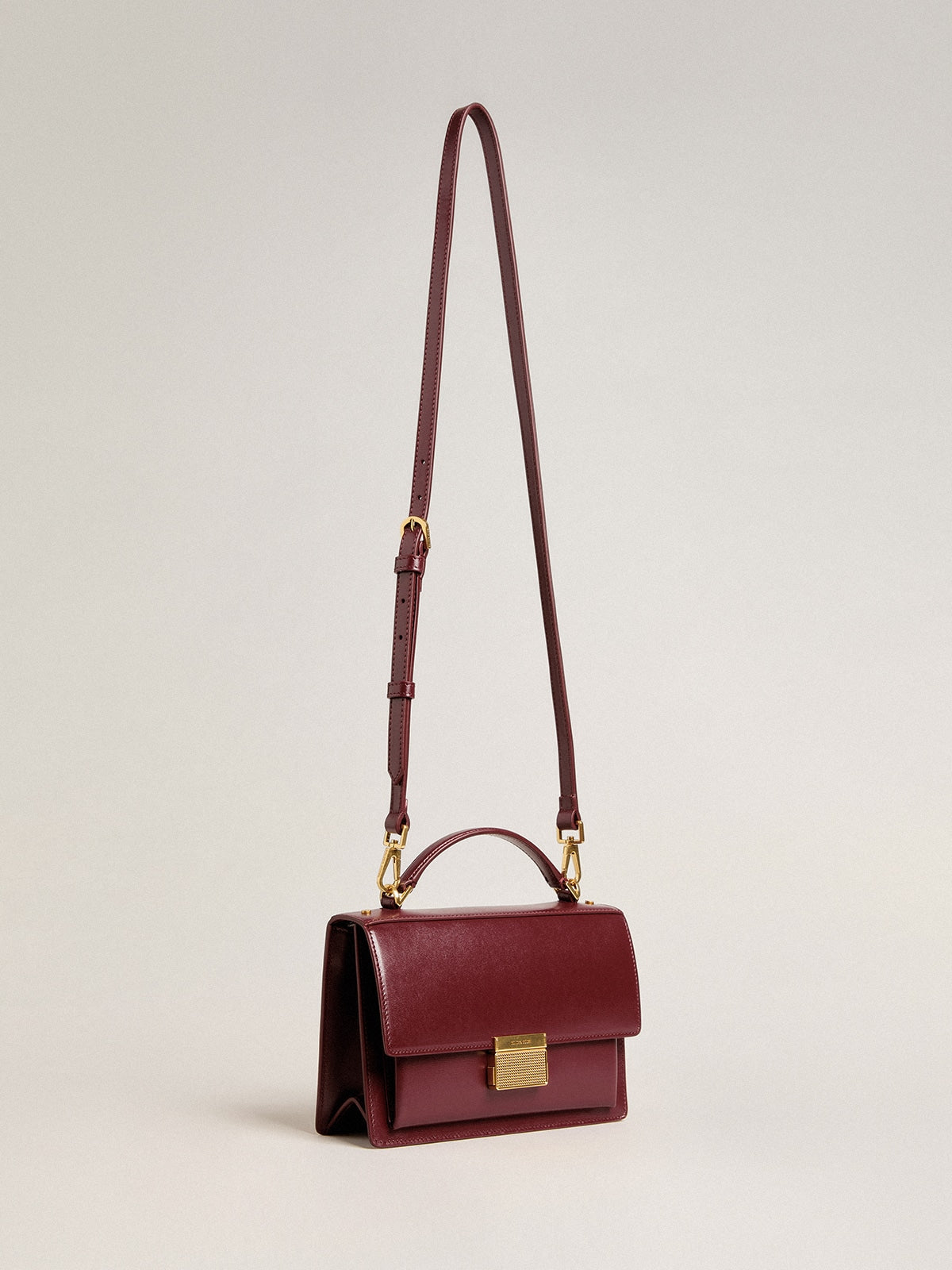Venezia Bag in burgundy boarded leather with gold details - Golden Goose Women