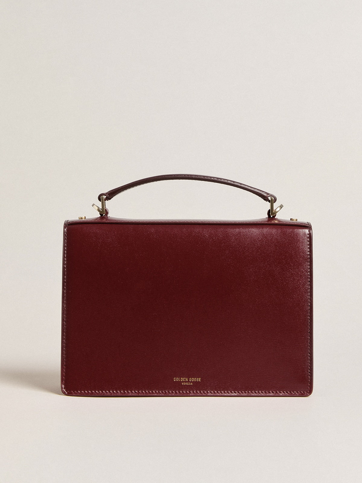 Venezia Bag in burgundy boarded leather with gold details - Golden Goose Women
