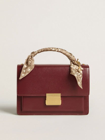 Venezia Bag in burgundy boarded leather with gold details - Golden Goose Women