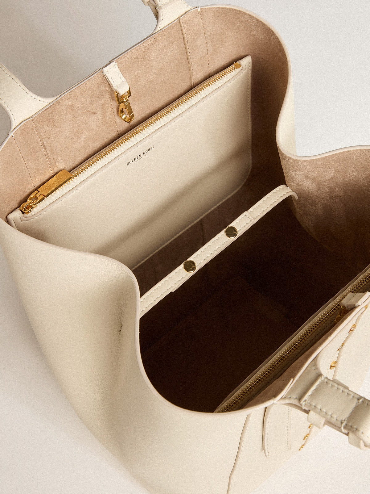 24/7 Bag North South in butter-colored leather with adjustable handles - Golden Goose Women