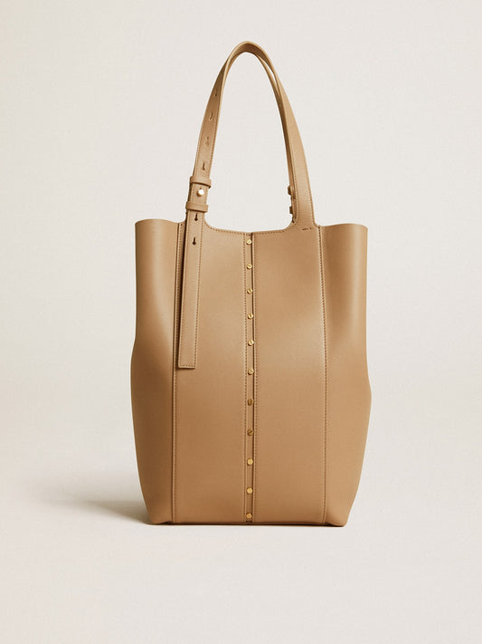 24/7 Bag North South in cappuccino-colored leather with adjustable handles - Golden Goose Women