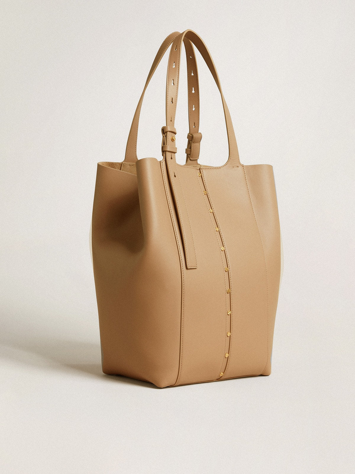24/7 Bag North South in cappuccino-colored leather with adjustable handles - Golden Goose Women