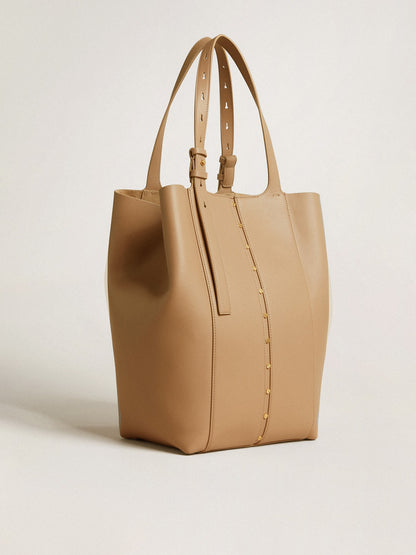 24/7 Bag North South in cappuccino-colored leather with adjustable handles - Golden Goose Women