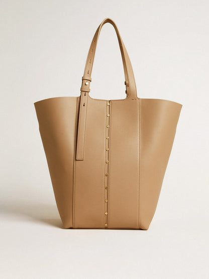 24/7 Bag North South in cappuccino-colored leather with adjustable handles - Golden Goose Women