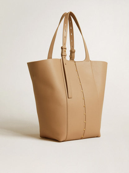 24/7 Bag North South in cappuccino-colored leather with adjustable handles - Golden Goose Women