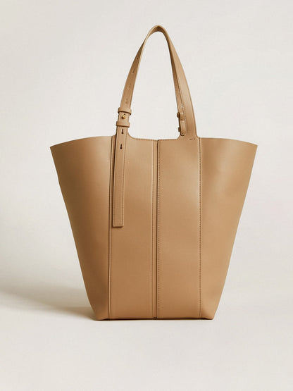 24/7 Bag North South in cappuccino-colored leather with adjustable handles - Golden Goose Women
