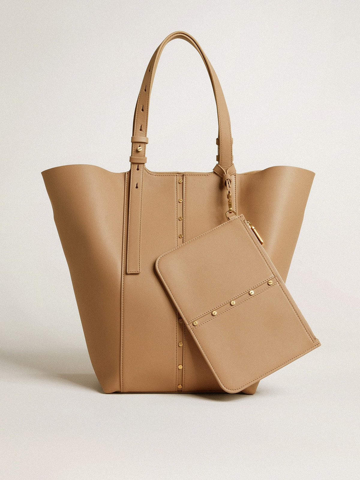 24/7 Bag North South in cappuccino-colored leather with adjustable handles - Golden Goose Women