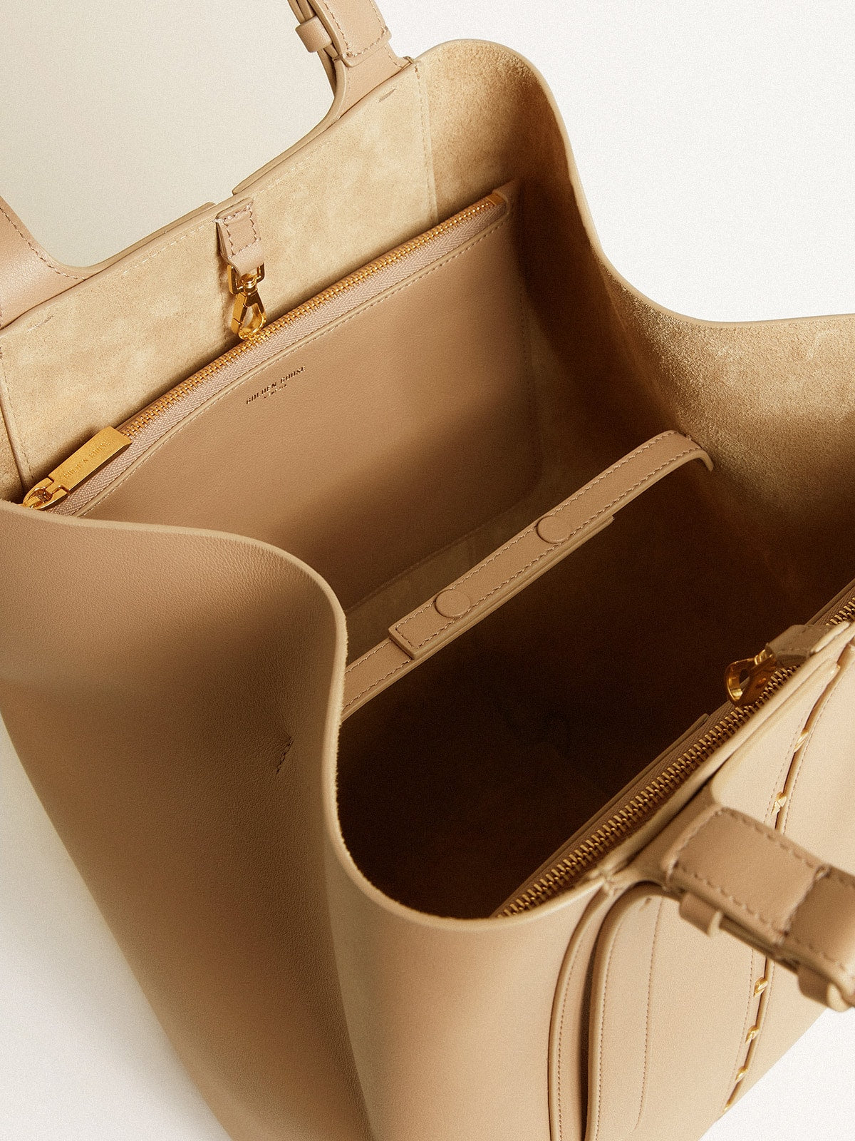 24/7 Bag North South in cappuccino-colored leather with adjustable handles - Golden Goose Women