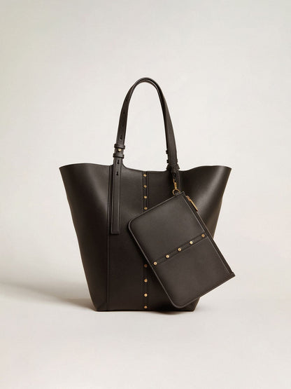 24/7 Bag North South in black leather with adjustable handles - Golden Goose Women