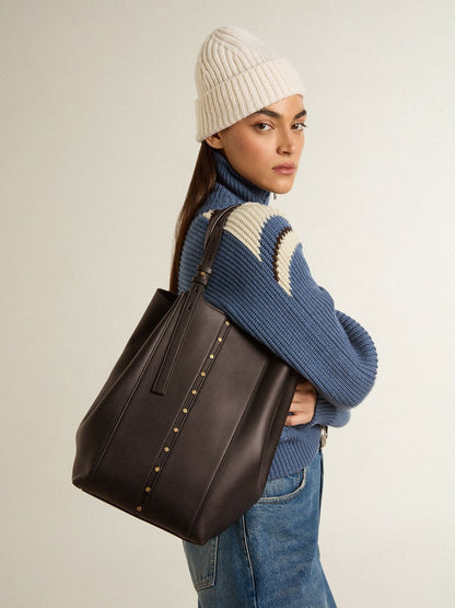 24/7 Bag North South in black leather with adjustable handles - Golden Goose Women