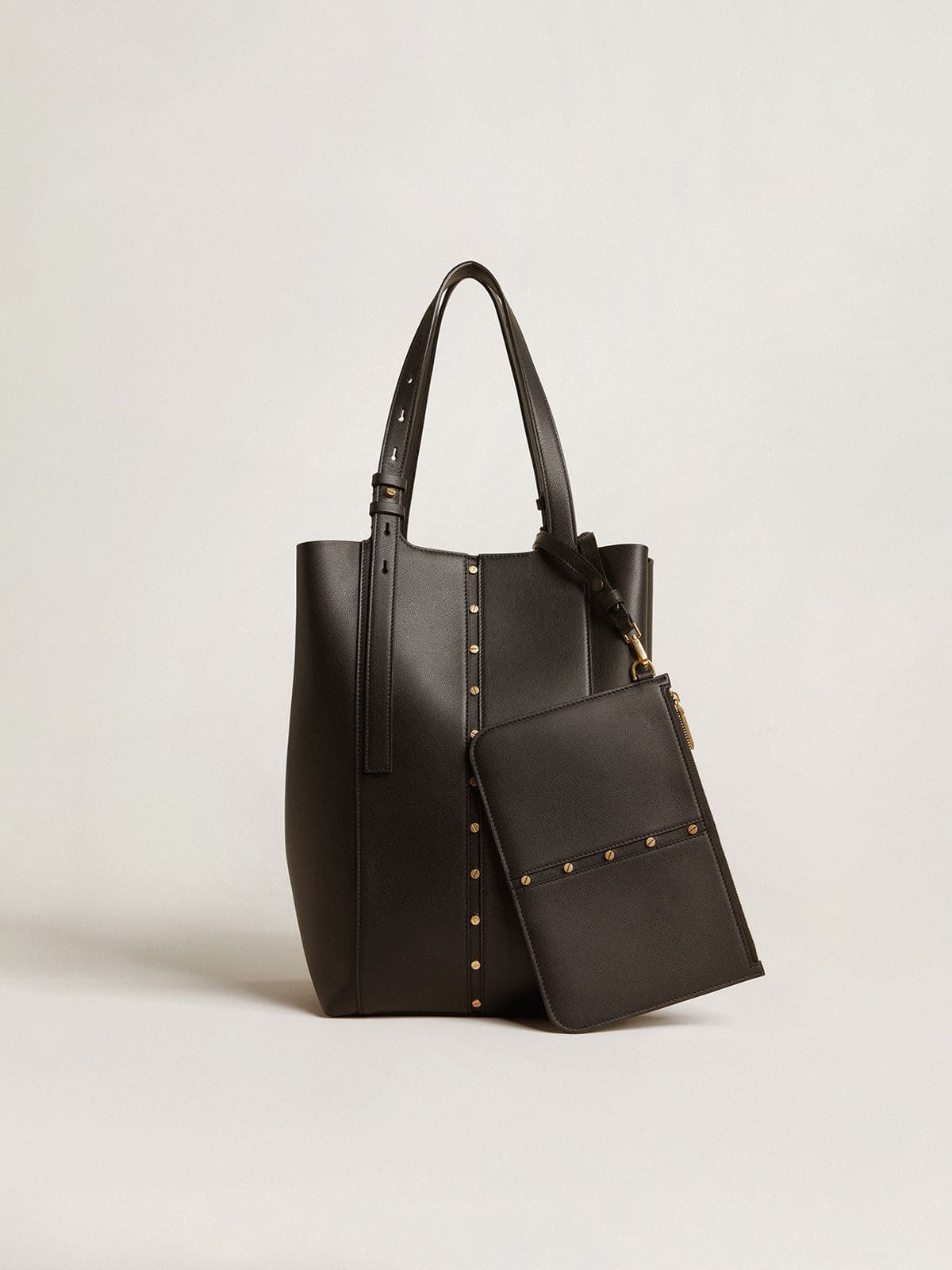24/7 Bag North South in black leather with adjustable handles - Golden Goose Women