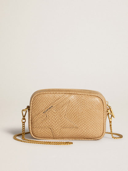 Mini Star Bag in beige snake-print leather - Golden Goose Women