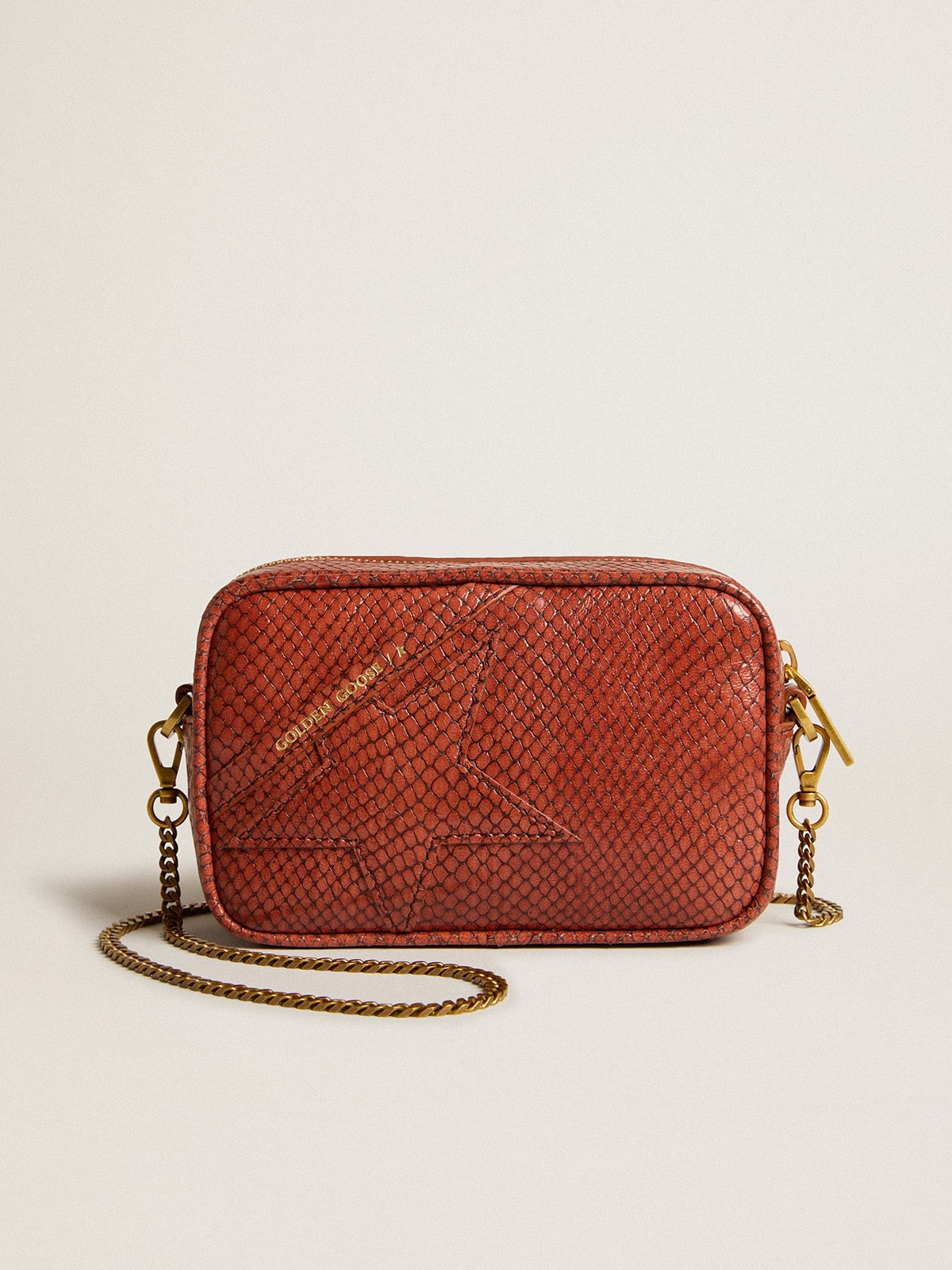 Mini Star Bag in rust-colored snake-print leather - Golden Goose Women