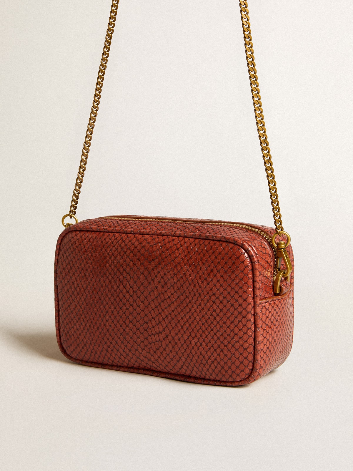 Mini Star Bag in rust-colored snake-print leather - Golden Goose Women