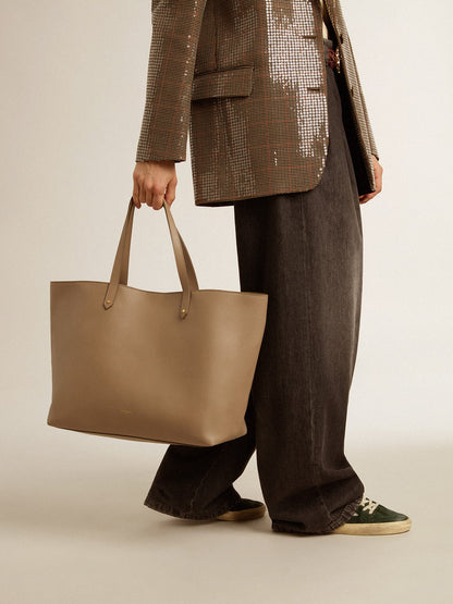 Dove-gray Pasadena Bag in smooth leather with gold logo - Golden Goose Women