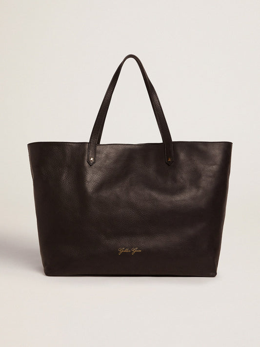 Pasadena Bag in black hammered leather with gold logo on the front - Golden Goose Women