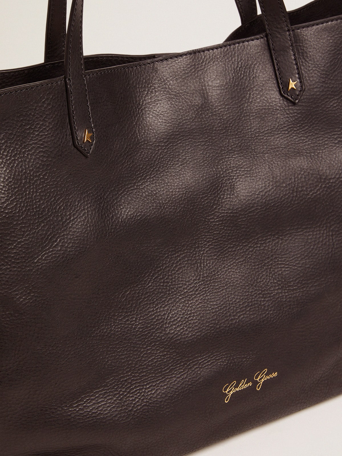 Pasadena Bag in black hammered leather with gold logo on the front - Golden Goose Women