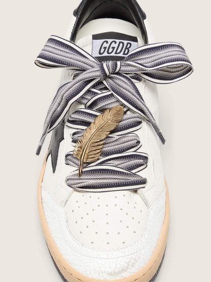 Skins striped laces with gold feather charm - Golden Goose Women|Men