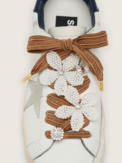 Skins burgundy and peach striped laces with beaded and crystal charms - Golden Goose Women|Men