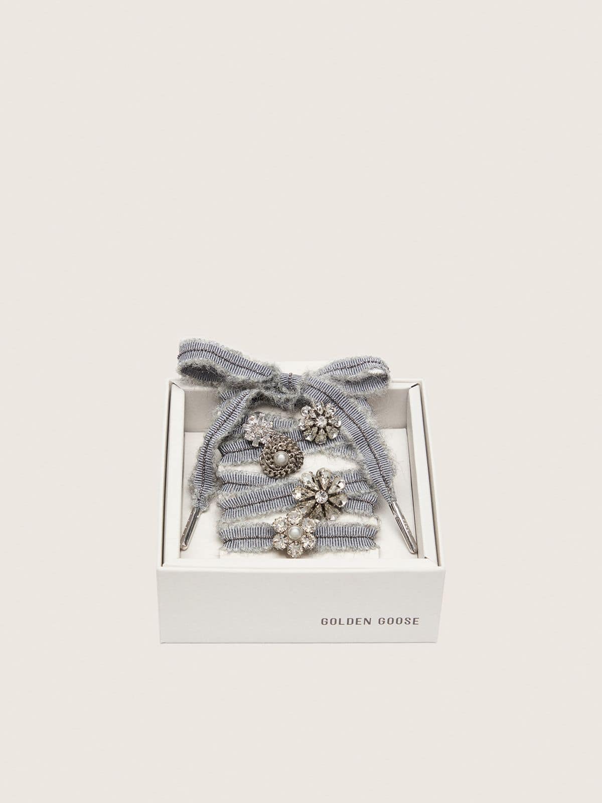 Skins gray laces with mohair trim and crystal charms - Golden Goose Women|Men