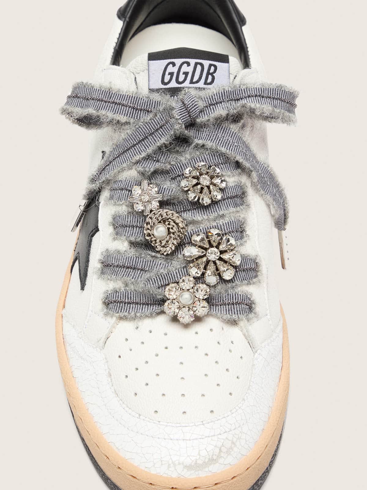 Skins gray laces with mohair trim and crystal charms - Golden Goose Women|Men