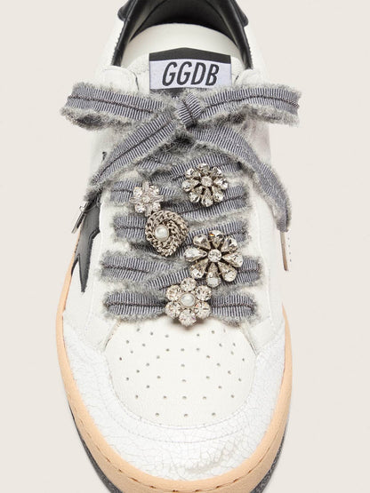 Skins gray laces with mohair trim and crystal charms - Golden Goose Women|Men