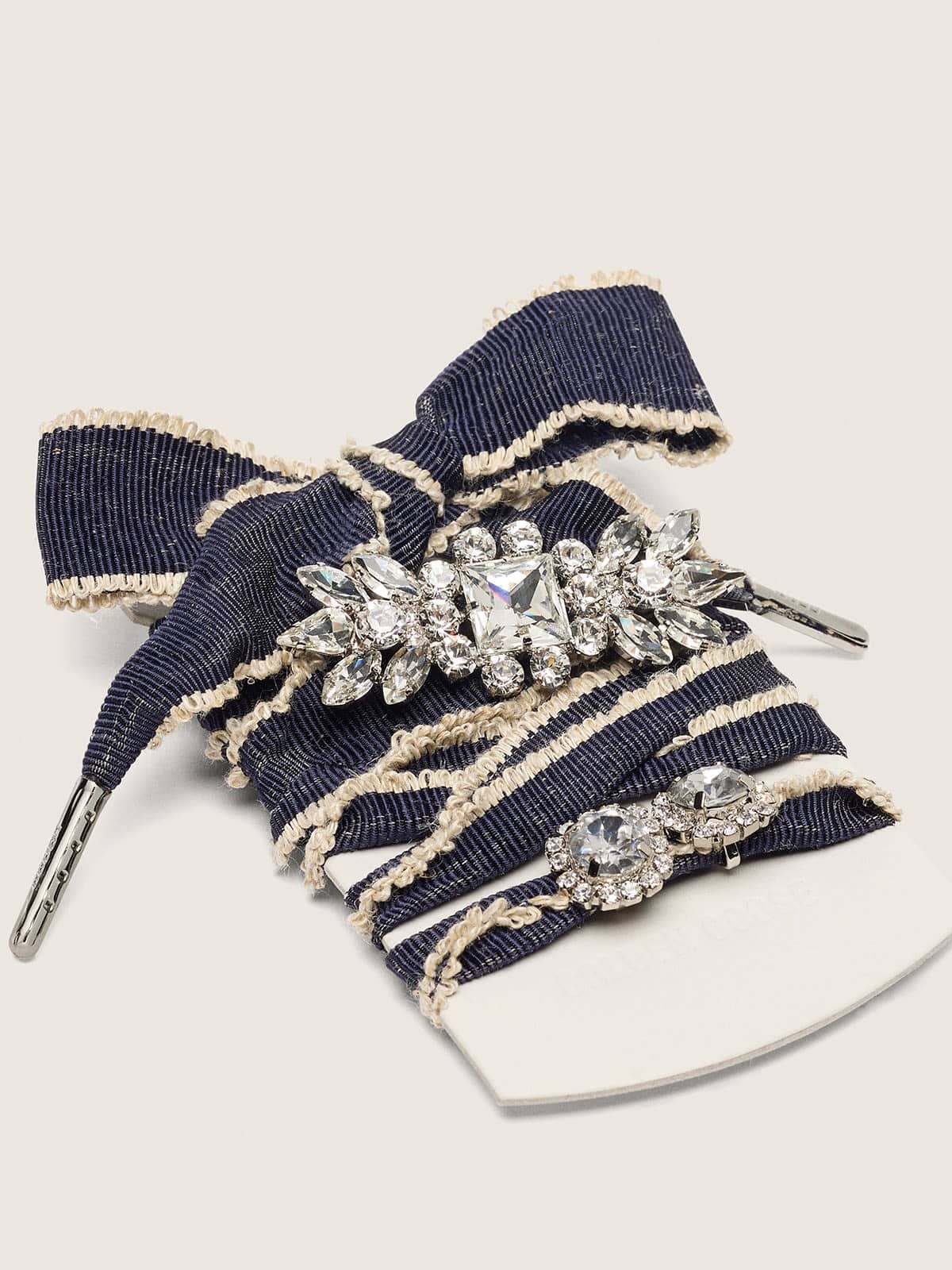 Skins denim blue laces embellished with beige trim and two charms - Golden Goose Women|Men