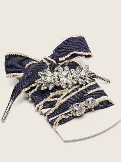 Skins denim blue laces embellished with beige trim and two charms - Golden Goose Women|Men