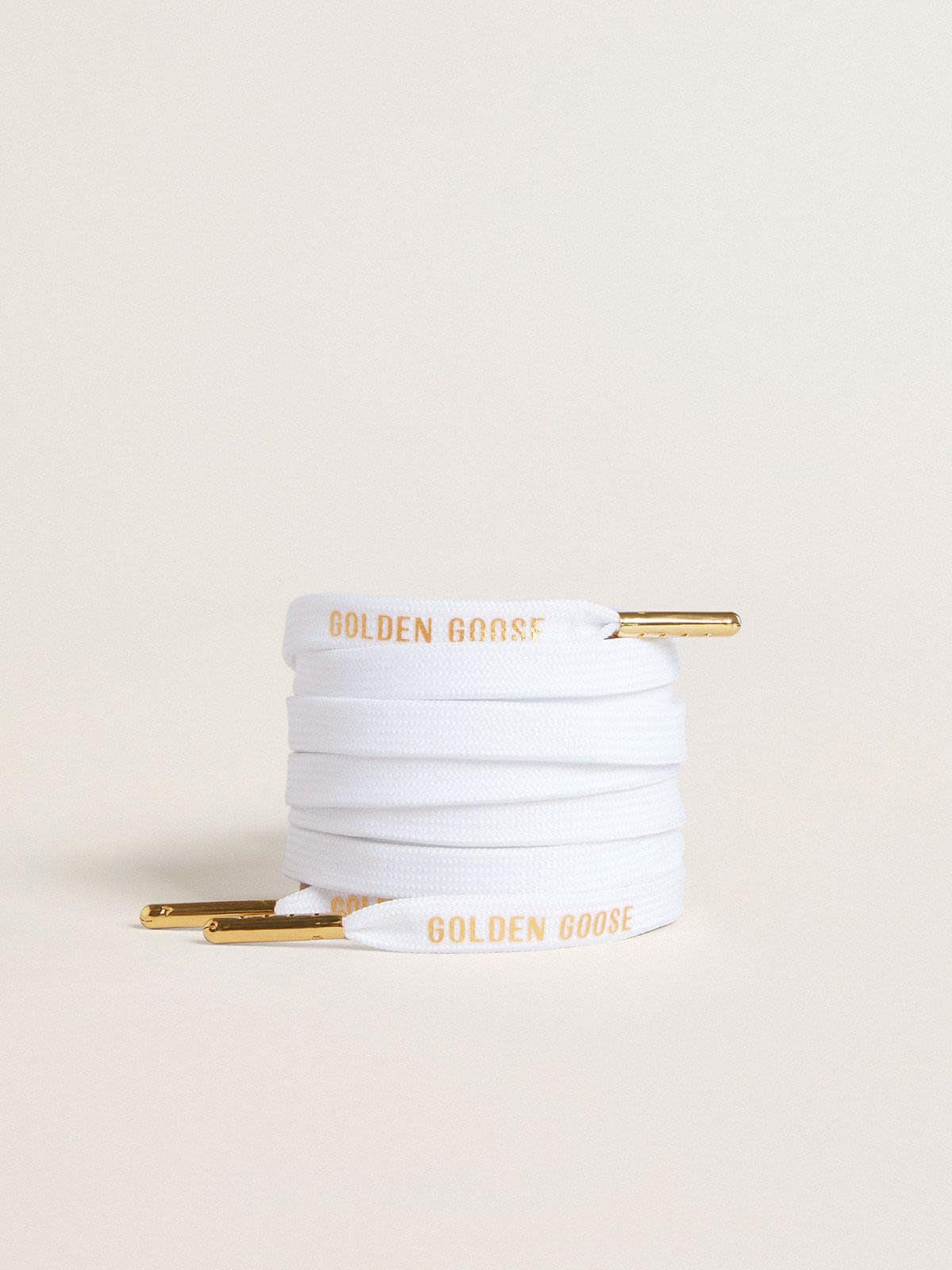 White cotton laces with contrasting gold logo - Golden Goose Women|Men