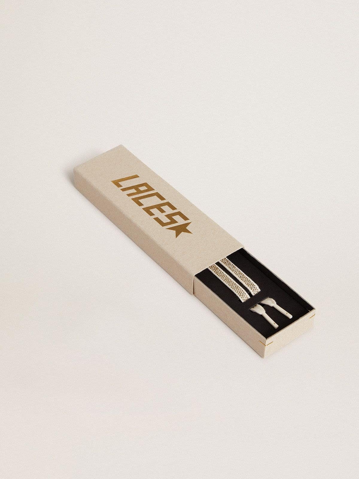 Cotton laces with silver Swarovski crystals and gold-colored logo - Golden Goose Women|Men