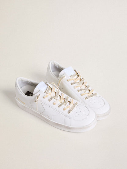 Cotton laces with silver Swarovski crystals and gold-colored logo - Golden Goose Women|Men