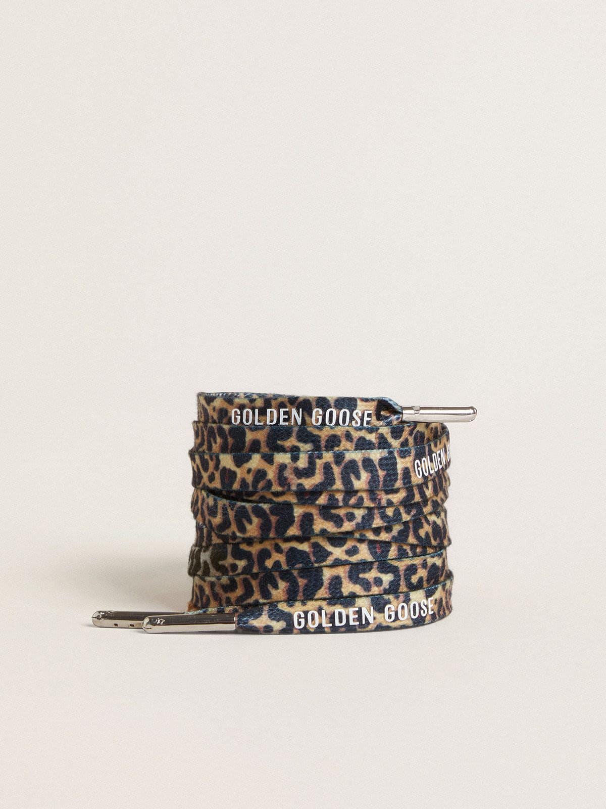 Beige leopard-print laces with contrasting white logo - Golden Goose Women|Men