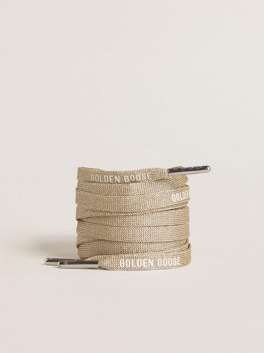 Gold-colored Lurex laces with contrasting white logo - Golden Goose Women|Men