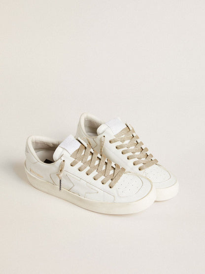 Gold-colored Lurex laces with contrasting white logo - Golden Goose Women|Men
