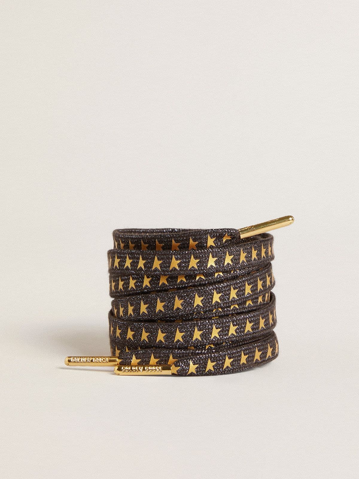 Dark gray Lurex laces with contrasting gold stars - Golden Goose Women|Men