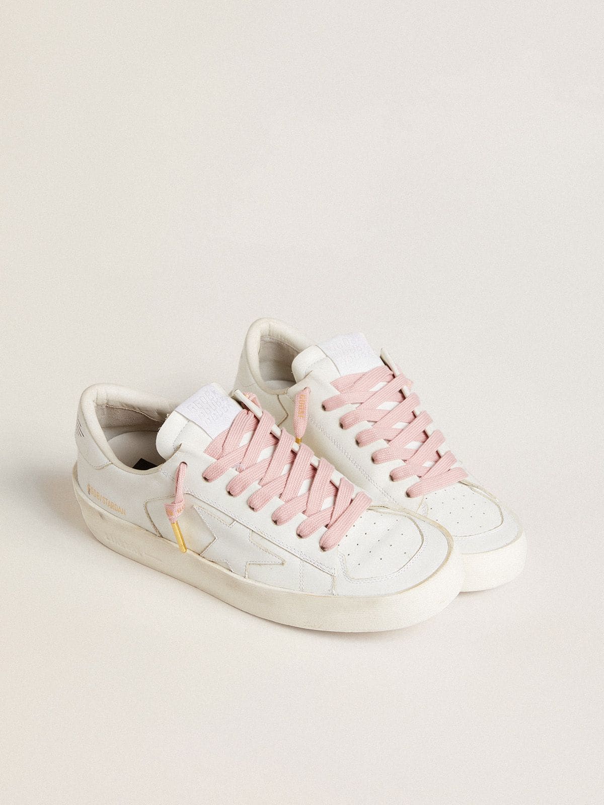 Pink cotton laces with contrasting gold logo - Golden Goose Women|Men