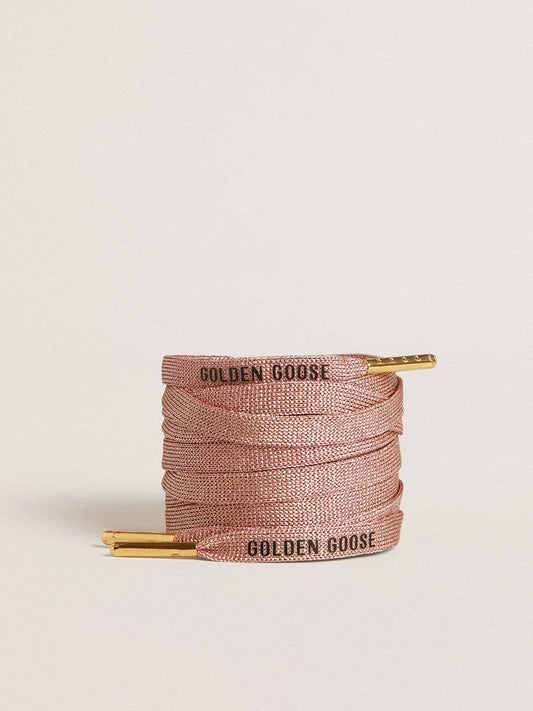 Salmon pink Lurex laces with contrasting black logo - Golden Goose Women|Men